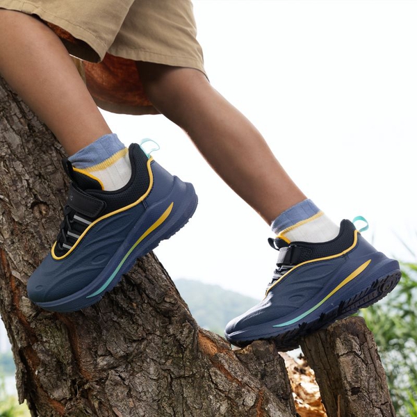 [DuraPlay Flex] Kids Protective High-Density Upper Running Shoes with Reflective Tape - DARK BLUE BLACK - 6